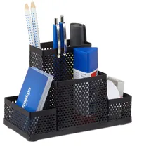 Relaxdays Schreibtischorganizer Metall, gelocht, Schwarz