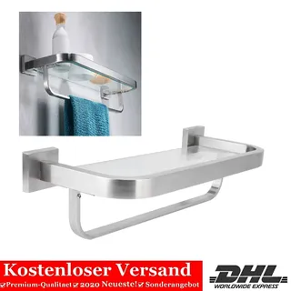 Glasregal | Glasablage Bad | Wandregal Glas | klar Badregal 40x15.5x9.5cm