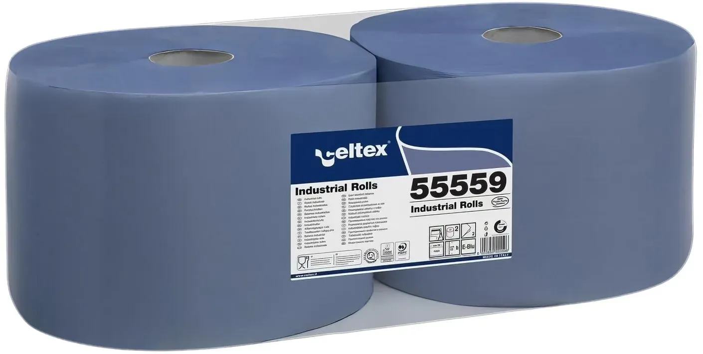 Putzpapier 2-lagig 22x36cm blau, 2 Rollen je 1000 Blatt