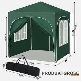 Woltu Faltpavillon 2 x 2 m inkl. 4 Seitenteile Grün