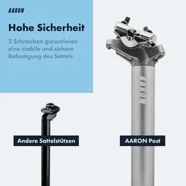 Aaron Post Sattelstütze - 27,2, 30,9 oder 31,6 mm - 350mm Länge - Silber - 30,9 mm