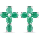 vira jewels Ohrstecker Vira Jewels Silber 925 rhodiniert mit Smaragd-Steinen 1,4