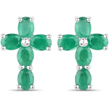 vira jewels Ohrstecker Vira Jewels Silber 925 rhodiniert mit Smaragd-Steinen 1,4