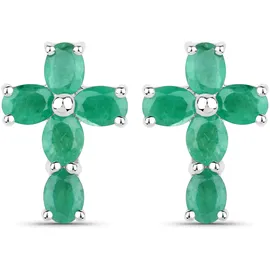 vira jewels Ohrstecker Vira Jewels Silber 925 rhodiniert mit Smaragd-Steinen 1,4