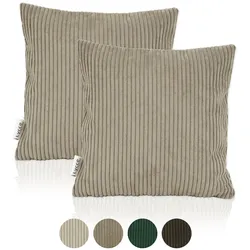 Lycce 2er Set Kissenbezug aus trendigem Cordstoff (40 x 40 cm)