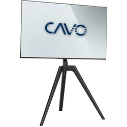 CAVO Design TV-Staffelei TV-Standfuß aus Walnuss Holz schwarz TV-Ständer, (Dreibein Tripod-Ständer mit einfacher Installation und Sturzsicherung)