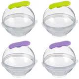 Ibili 870500 Behälter für runde Eiswürfel, 4 Stück, Gin&tonic Eisbälle, aus Silikon und Plastik, stehend, Durchmesser 5,5 cm