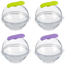 Ibili 870500 Behälter für runde Eiswürfel, 4 Stück, Gin&tonic Eisbälle, aus Silikon und Plastik, stehend, Durchmesser 5,5 cm
