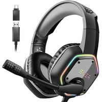 EKSA Gaming-Headset (Wireless Headset Mikrofon mit AI Noise Cancelling, Bluetooth-Headset, Wireless headset mikrofon kopfhörer kabellos mit für pc skype laptop) schwarz