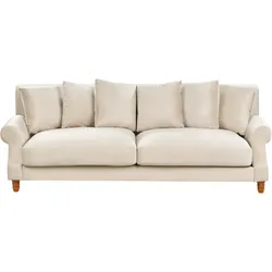 3-Sitzer Sofa Samtstoff cremeweiß EIKE