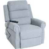 Mendler Fernsehsessel HWC-K63, Relaxsessel Sessel, Liegefunktion Aufstehhilfe Massage Heizfunktion, Stoff/Textil - hellgrau