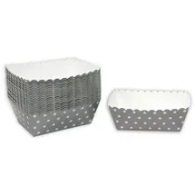 Frau WUNDERVoll® Kuchen Backformen 48 Stück, grau, weiße Punkte/Mini Kuchenform Backformen, Backförmchen, Muffin Backform, Papierbackform, Förmchen Papier Kastenform Einweg