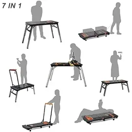 Proregal CRISTIANO 7 in 1 Klappbare Werkbank | 150-250 kg Tragkraft | Große Arbeitsfläche | vielseitiger Werktisch