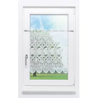PLAUENER SPITZE Scheibengardine Blumenspitze #1W (BxH) 126cm x 65cm weiß