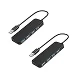 2 Stück 4-Buchsen USB-Hub,tragbar, Mini USB Verteiler USB Splitter für MacBook, PC, Laptop, Desktop, Notebook, PS4/PS5, USB-Sticks und Mobile HDD