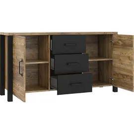 Home Affaire Sideboard "Olin WM", schwarz (appenzeller fichte, appenzeller fichte, schwarz supermatt), B:147cm H:79cm T:43cm, Sideboards, Sideboard