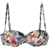 LASCANA Bügel-Bandeau-Bikini-Top Damen schwarz bedruckt Gr.38 Cup C