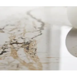 DeLife Esstisch Edge Oval 280x130 Keramik Minas Melange Weiß-Beige Infinity Metall Effektfinish Titan - Beige/Weiß