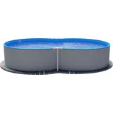 Waterman Stahlwandpool achtform Exklusiv 625x360x120 cm, Stahl 0,6 mm weiß, Folie 0,6 mm blau, ultraweiß|BLAU No Size