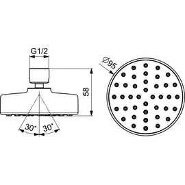 Hansa HANSAMEDIJET Kopfbrause, Durchfluss bei 3 bar 12l/min, chrom,