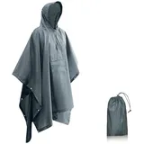 Seyobs Regenponcho Herren Damen Wasserdicht, Regencape Unisex Regenmantel 210T Oxford Regenjacke, Regenponcho Fahrrad 3 in 1 Poncho für Jagd, Picknick im Freien, Trekking, Camping, Angeln - L-XL