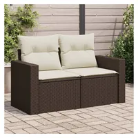 vidaXL Gartensofa mit Kissen 2-Sitzer Braun Poly Rattan