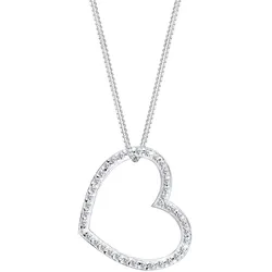 Elli Herz-Form Zirkonia 925 Sterling Silber Ketten   Damen 