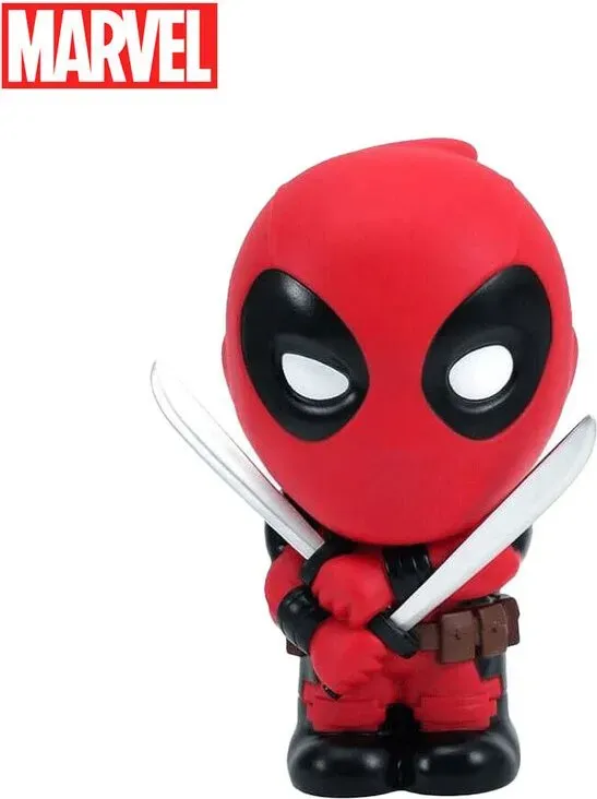 1 Stück Marvel Deadpool Spardose Offiziell lizenziert Niedliche Chibi 3D PVC Stereofigur Münzbox Geldbox Wasserdicht Bruchsicher Sammlerstück Schreibtisch-Organizer Wohnkultur Sparglas