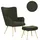 Beliani Ohrensessel VEJLE Bouclé 70 x 100 x 80 cm Dunkelgrün mit Hocker