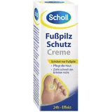 Scholl Fußpilzcreme zur Pflege, 30 ml - Intensive Fußpilzbehandlung, hautfreundliche Formel, Jojobaöl & Vitamin E, 24h Schutz vor Fußpilz, kühlender Menthol & Eukalyptus Effekt, effektive Fußpflege