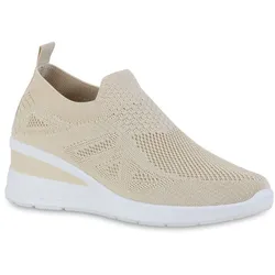 Damen Sneaker Wedges in Beige