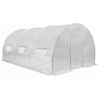 Garden Point Weiß Folientunnel Folienhaus Folienzelt Gewächshaus Pflanzenhaus Foliengewächshaus Tomatenhaus mit der Tür 3m x 4,5m x 2 m