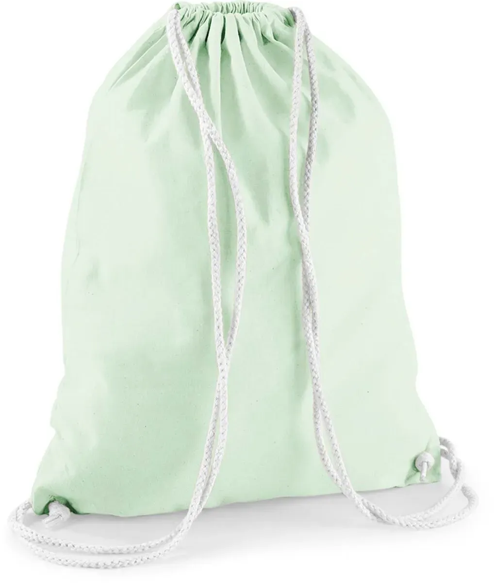 Westford Mill Baumwoll Turnbeutel Sportbeutel W110 pastel mint/white 37 x 46 cm