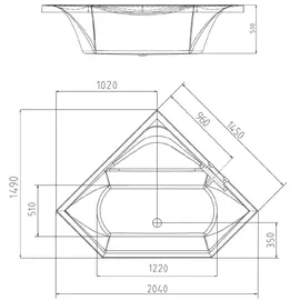 Polysan FLOSS Eckbadewanne 145 x 145 cm (50) MPNR