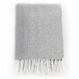 vidaXL Überwurf Baumwolle Fischgrätenmuster 160x210 cm Grau