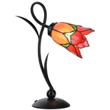 Casa Padrino Art Deco Tiffany Tischleuchte Schwarz / Orange / Rot / Grün H. 40 cm - Tiffany Leuchten