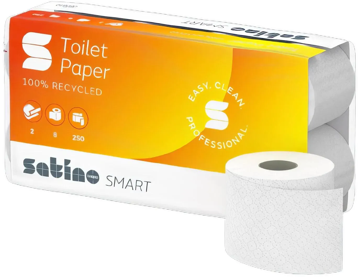 Smart Toilettenpapier 2-lagig recycling weiß System MT1, 64 Rollen je 250 Blatt