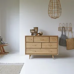 Kommode mit 6 Schubladen aus Teak Vintage Stil