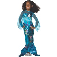 Tante Tina Kostüm Meerjungfrau Kinder - Meerjungfrau Kostüm mit bodenlangem Rock und Schlitz für mehr Bewegungsfreiheit - Blau - Größe S (116) - geeignet für Kinder von 4 bis 6