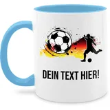 Tasse Tassen 325ml - 2024 Fussball EM Fanartikel - Fußballer Germany Personalisiert mit Namen Deutschland - 325 ml - Hellblau - europameisterschaft mug soccer fußball personalisierbar name