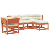 vidaXL 5tlg. Garten-Lounge-Set mit Kissen Wachsbraun Massivholz Kiefer