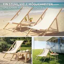 ECD Germany Liegestuhl Klappbar 10er Set 120 x 60 x 30 cm Beige