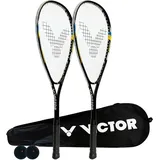 VICTOR Power Storm Squash-Set, 2 Schläger mit Bällen und Tragetasche
