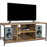 Relaxdays TV-Lowboard 480,0 cm Braun/Schwarz Holz/Stahl/MDF/Holzwerkstoff