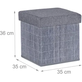 Relaxdays Sitzhocker mit Stauraum Polyester 36 x 35 x 35 cm Grau
