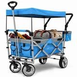 IMLEX Bollerwagen Faltbar Dach Schiebegriff Handwagen Strandwagen Transportwagen