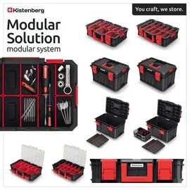 Kistenberg Organizer MODULAR SOLUTION 15 Sortimentsbox mit 9 Bechern rot/schwarz 33,1 x 51,7 x 13,4 cm