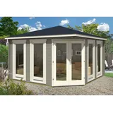 FinnTherm Gartensauna Maja ISO Naturbelassen 425 cm x 425 cm Wandstärke 44 mm