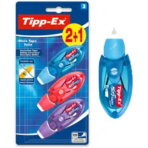 TIPP-EX Korrekturroller Micro Tape Twist mit Schutzkappe, in 3 Farben (nicht wählbar), 8m x 5 mm, 3er Pack, Ideal für die Schule