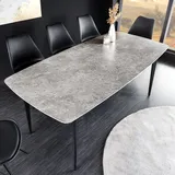 riess-ambiente Design Esstisch MILANO 160cm grau Keramik marmoriert schwarze Metallbeine Esszimmertisch Tisch Konferenztisch - Grau